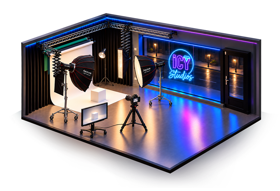 Foto- & Videostudio in Bochum mit Licht-Setups, Green Screen und Live Preview